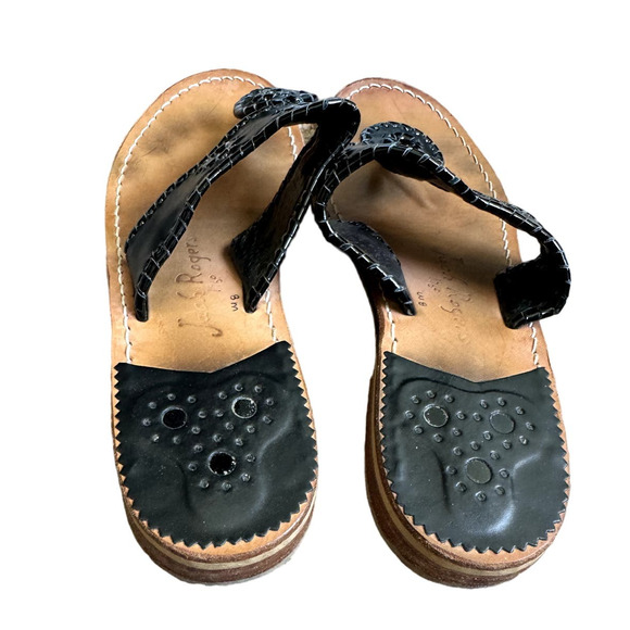 JACK ROGERS BLACK SANDAL SZ 8M - Picture 3 of 6